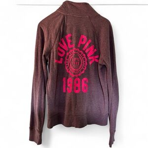 PINK Victoria's Secret Purple Full Zip Sweatshirt with Hot Pink Graphics